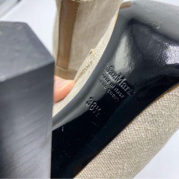 MaxMara size 38 / 8 Canvas and Leather Lace up Mid Calf Booties - Picture 9 of 9